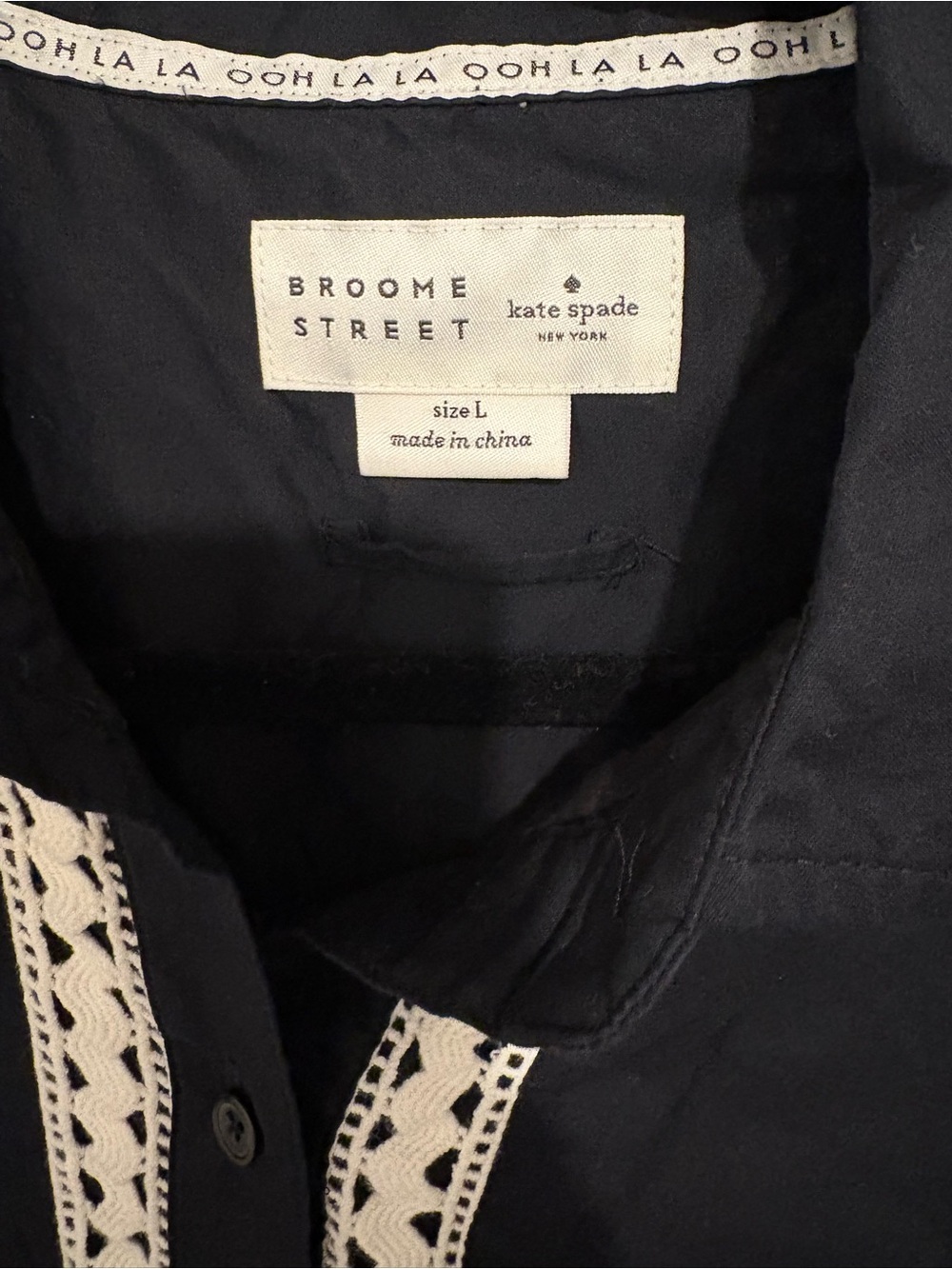 Kate Spade Black Shirt Dress with White Crochet Trim - Picture 4 of 6